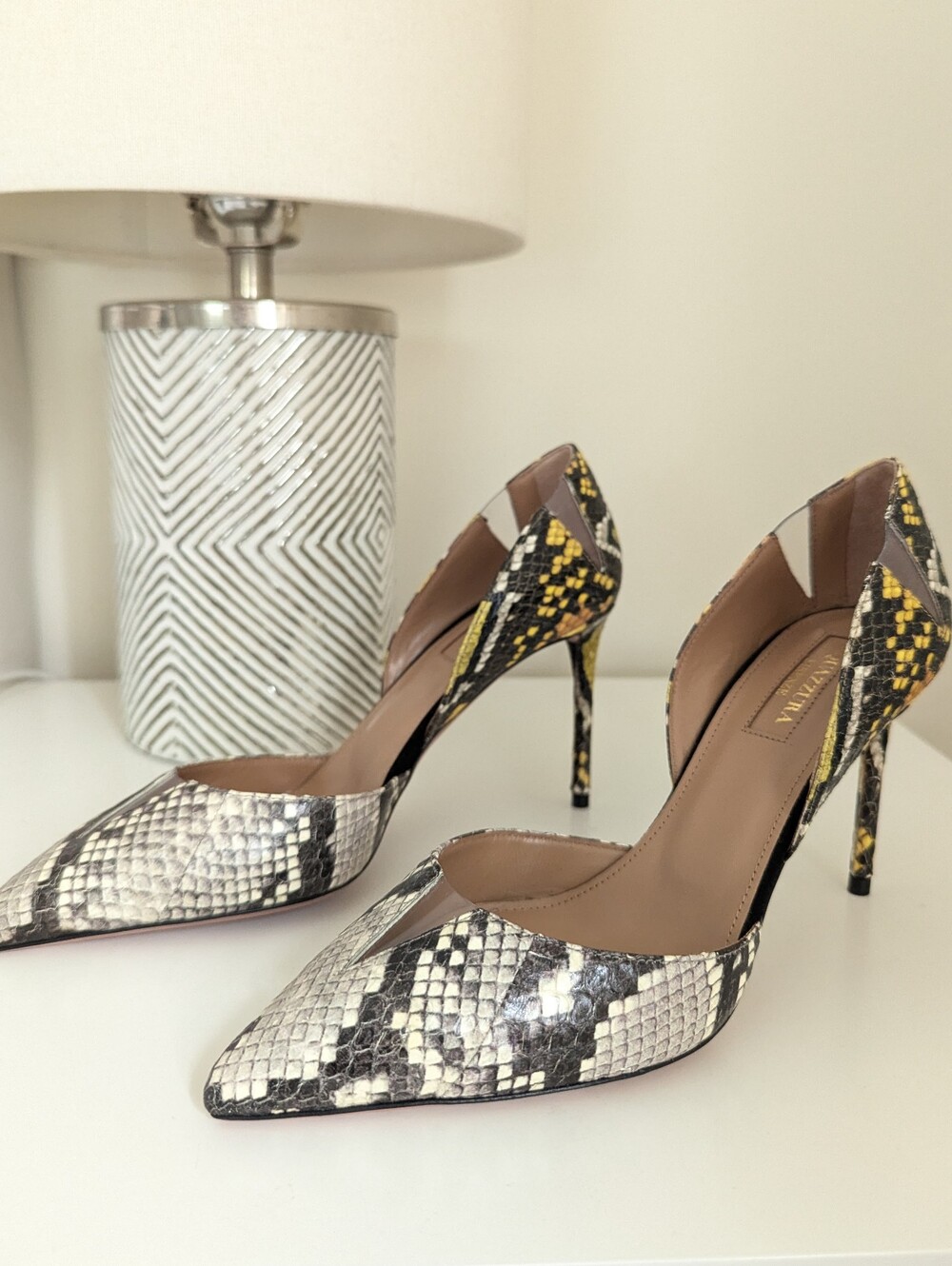 NWT Aquazzura Sharp 85mm Snake Print Pumps